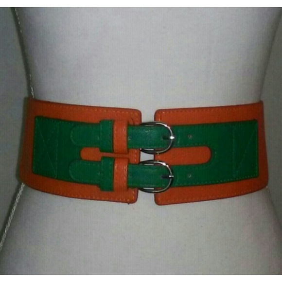 Orange & Green Double Strap Waist Belt - Picture 2 of 3